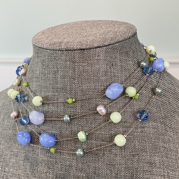 64” Layering Necklace in Silver/Blue/Green Necklace - Picture 2 of 5